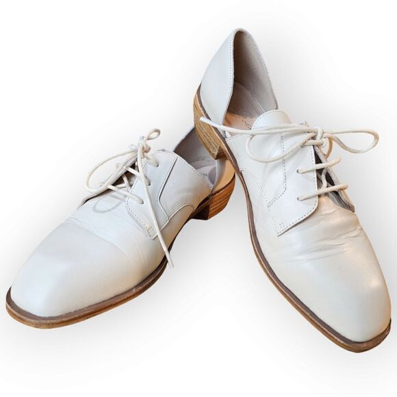 42 Gold White Bone Lace Up Loafers 9.5 - Picture 1 of 13